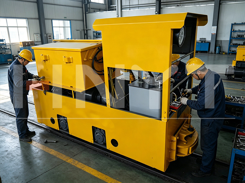 ¿Cómo prolongar la vida útil de su locomotora eléctrica para minería subterránea?(图1) Battery electric locomotive inspection.jpg
